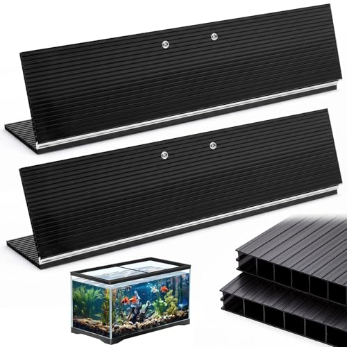 Sieral 2 Pcs Aquarium Canopy Set Polycarbonate Greenhouse Panels 22.95 x 16.61 x 0.24 Inch for 75/90/110 Gallon Fish Tank with Center Brace Aquariums Cover Fish Tank Lid, Black