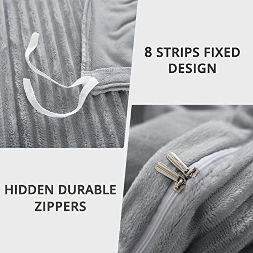 Hevumyi Velvet Duvet Cover King 3 Pieces, Ultra Soft Flannel King Size Bedding Duvet Cover Set For Bedroom, Hypoallergenic Duvet Cover King Size With 2 Pillowcases (Light Grey,104X90 Inch) #TOP4