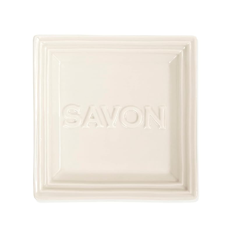 Saboneteira de cerâmica Pre de Provence Marseille para sabonete em barra, 10,92 x 10,92 x 2,29 cm