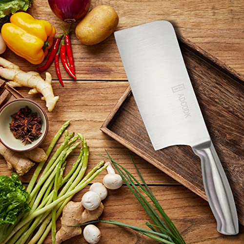 Adcodk Cleaver Knife-Chinese Chef Sharp Knife Butcher Vegetable Meat Cutting Slicing Asian Kitchen Knife Stainless Steel Hollow Handle #TOP6