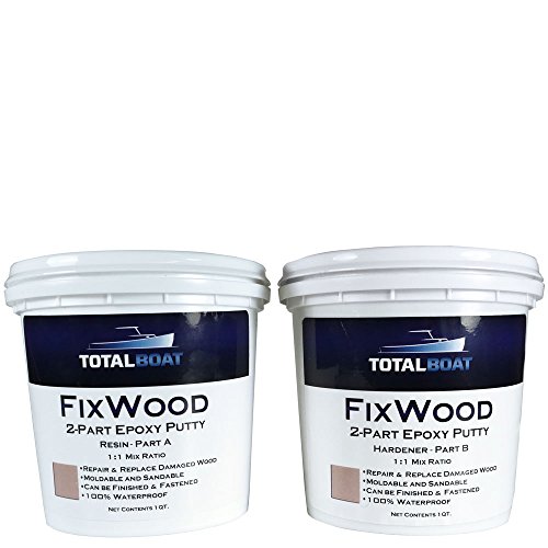 TotalBoat Fixwood | Marine Grade Epoxy Putty | Stainable Paste Filler for Damaged Wood Repair or Replacement (2-Quart Kit)