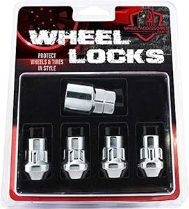Wheel Accessories Parts 4 PC 12x1.25 Chrome Wheel Locking Lug Nuts Acorn Cone Seat Closed End 1.38" Long M12x1.25 Thread Size Premium Wheel Lock Set with Key (Set of 4)