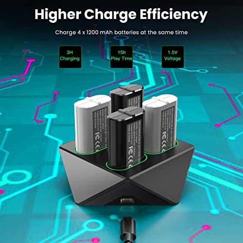 Rechargeable Battery Packs For Xbox One/Xbox Series X|S, 4 X 1200Mah Rechargeable Controller Battery Compatible With Xbox Series X|S/Xbox One X/Xbox One S/Xbox One Elite Batteries Charging Station #TOP5