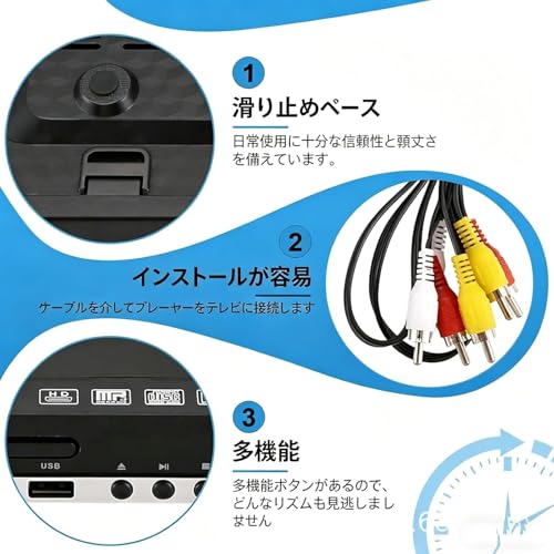 ミニHD DVDプレーヤー 再生専用 1080p HDMI DVDプレーヤー ブルーレイ対応 ホームCDプレーヤー ブレークポイントメモリ レーザーディスクプレーヤー HDRサポート 外付け テレビ対応(B)