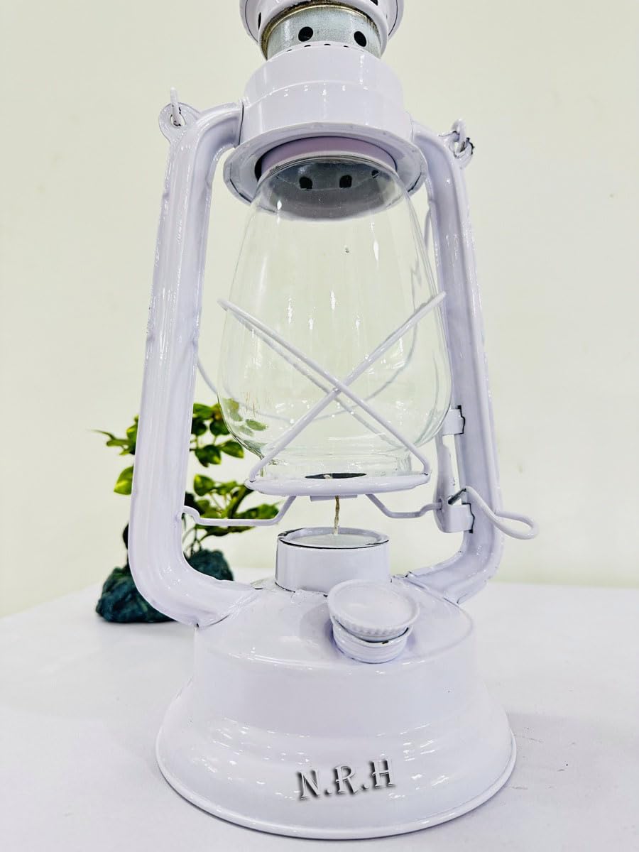 Atractivo y elegante portavelas de metal con cristal transparente, luz rústica para interiores y exteriores, para decoración de tu hogar (blanco)