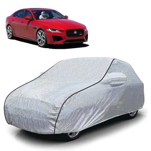 Image of Sulfar 100% Waterproof Car Body Cover Compatible with Mirror for Jaguar XE (Triple Stitched, Full Bottom Elastic, Magic Silver with Black Piping)