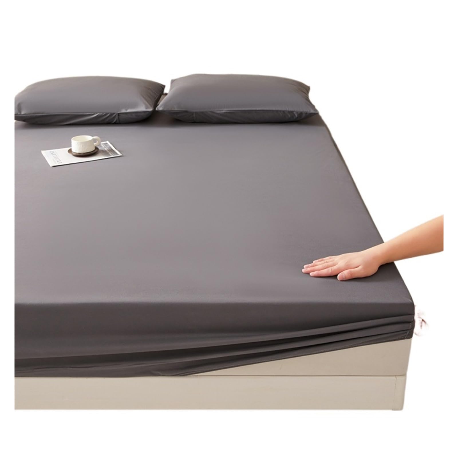 BGHYJKOL Mattress Protector Double Bed Elastic Fitted Sheet Waterproof Couple Double Bed Sheets Linen Mattress Protector(DARK GRAY,Queen)