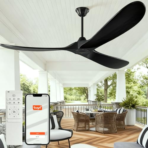 60-inch Black Outdoor Ceiling Fan with Remote