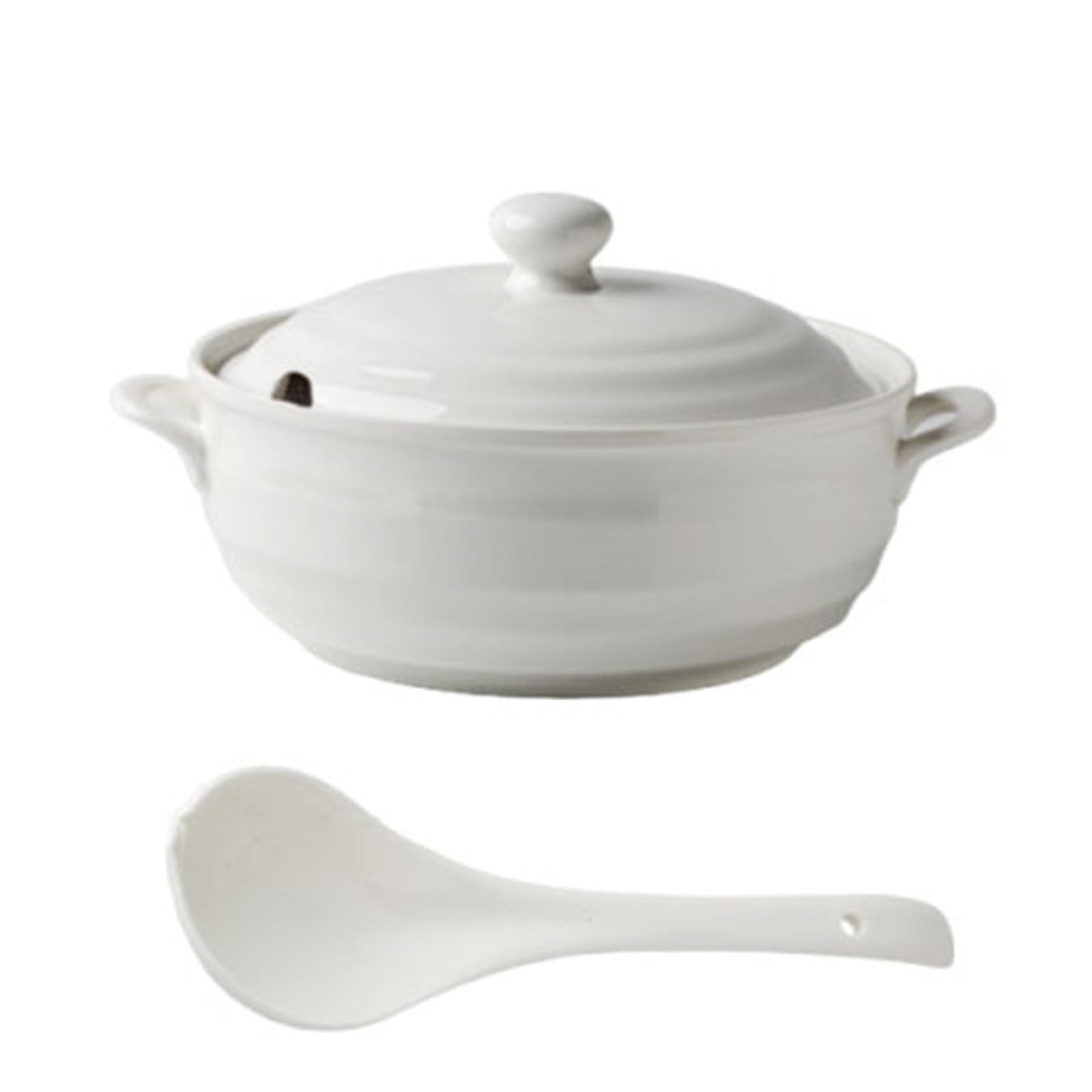 Auflauf mit Deckel und Löffel, zum Kochen spülmaschinenfester Tontopf | Für gedünstete Reisbohnen porenfreie Oberfläche(1200ml)