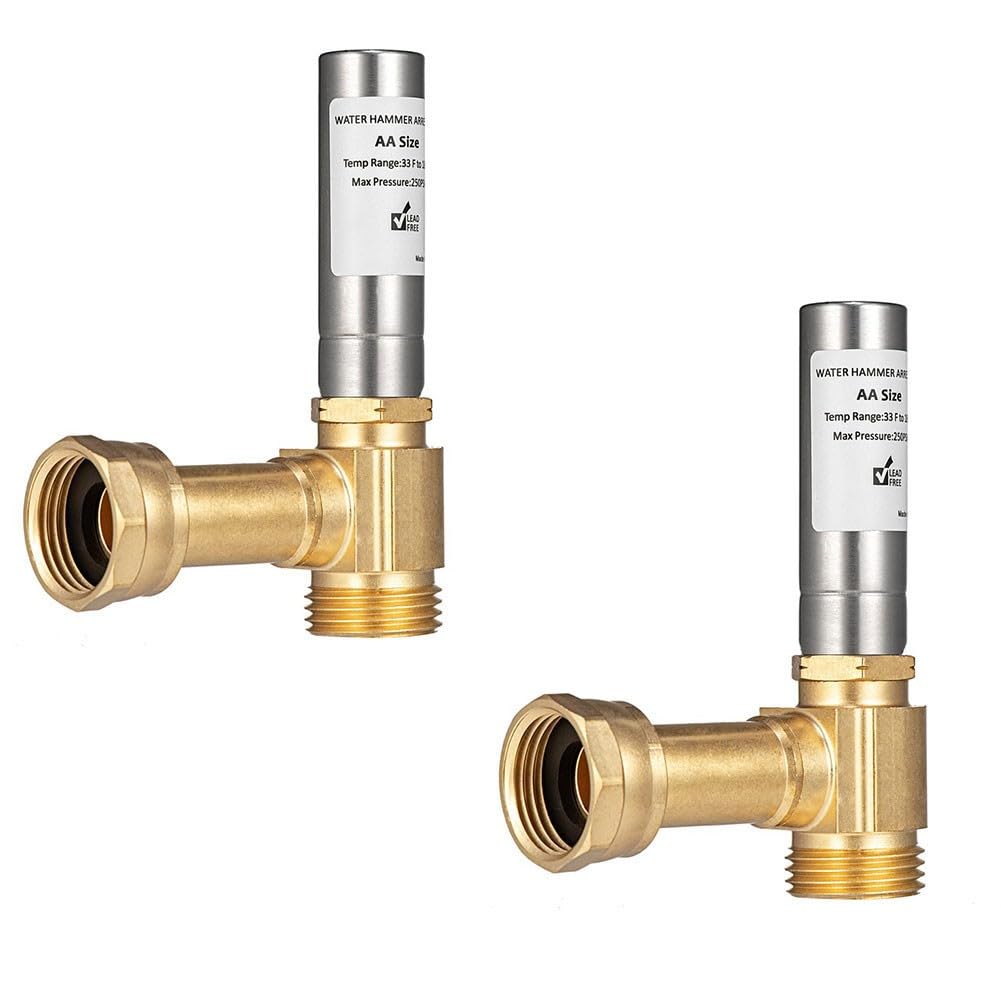 Amortisseur de courant pour machine à laver 3/4" | Réduction du bruit par coup de bélier | Valve coudée avec lot de 2, compatible avec les raccords d'eau standard