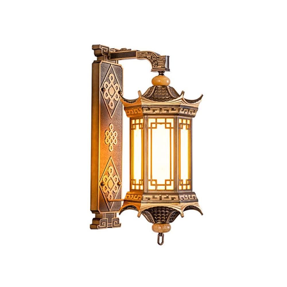 NHPJFDC Bronze Outdoor E27 Wall Sconces Imitation Marble Glass Shade - IP65 Waterproof Retro Light Fixture for Restaurant Doorway and Backyard