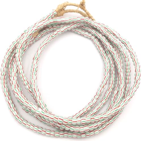 Strands of Vintage Venetian White Chevron Glass Beads African Trade