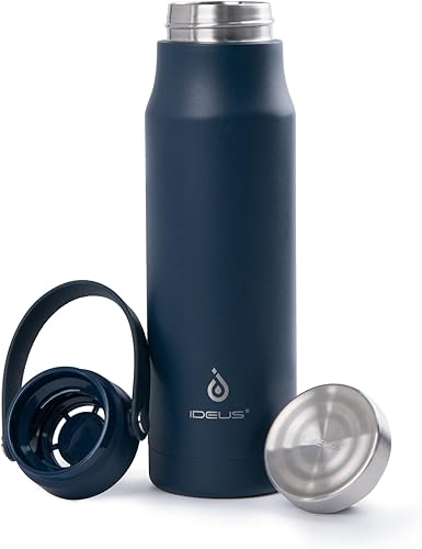 Miniatura 1 de IDEUS Botella de agua aislada, termo de acero inoxidable de 24 onzas con asa para agua fría y caliente, té, bebidas, a prueba de fugas, reutilizable