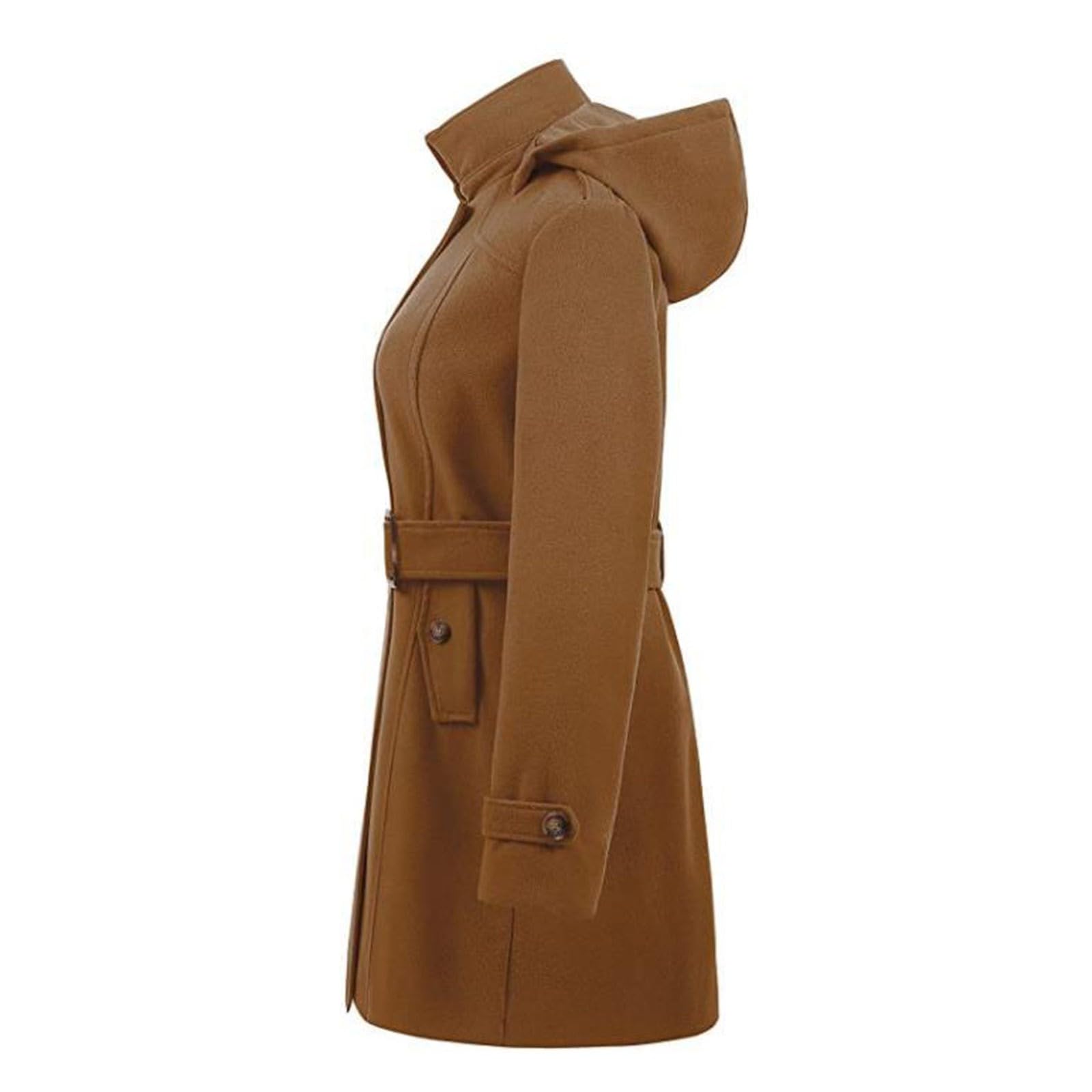 Gabardina de lana de doble botonadura para mujer, abrigo de invierno de manga larga con cinturón, elegante abrigo de guisante ajustado, abrigo clásico de lana con solapa, abrigo de lana gruesa para