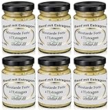 Delouis Moutarde Forte à l'Estragon Senf mit frischem Estragon Frankreich inkl. FeinWert E-Book (6 x 100g)