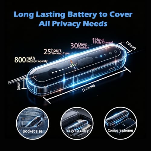 Hidden Camera Detector Spy Camera Finder Upgraded RF Signal Scanner Bug Detector GPS Tracker Detector Listening Device Finder Portable Privacy Protector for Hotel Travel Home Office Airbnb Bathroom — view 5