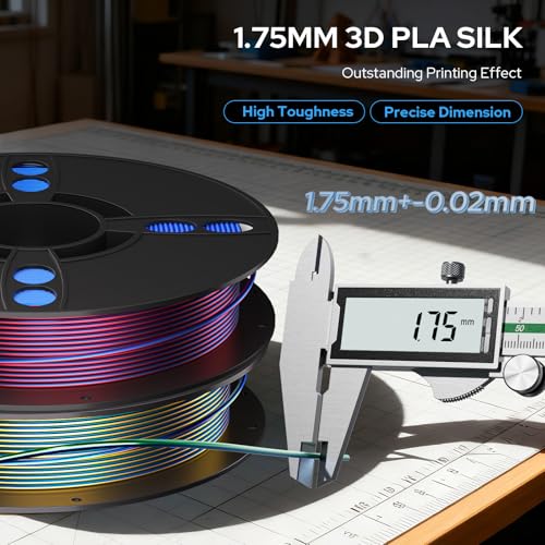 Image of PLA Filament Bundle, 1.75mm Silk PLA Filament Tricolor Gradient PLA, 3D Printer Filament Dimensional Accuracy + /-0.02mm, 250g x 4 Spools,Fit for 3D Printers and 3D Pens
