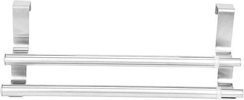 Miniatura 8 de Srliya Staless - Toallero de plástico para colocar sobre la puerta de 26 × 13 × 3 capas dobles de acero inoxidable telescópico toallero organizador