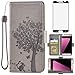 Asuwish Compatible with Samsung Galaxy S7 Edge Wallet Case and Tempered Glass Screen Protector Flip Card Holder Cell Phone Cover for Glaxay S7edge Gaxaly S 7 Plus Galaxies GS7 7s 7edge Women Men Gray