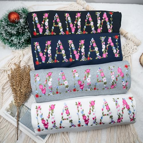 Embroidery Floral Mamaw Sweatshirts For Grandma Gift Sweatshirt From Grandkids Flower Gift Mothers Day Christmas4