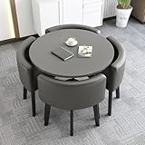 Facile à assembler : cet ensemble de salle à manger dispose d'une table de salle à manger ronde et de 4 fauteuils, conçus pour plus de commodité avec des instructions d'assemblage claires (français non garanti). Parfait pour la décoration de la maison ou un usage quotidien, cet ensemble de meubles polyvalent améliore n'importe quel espace tout en offrant confort et style. Idéal pour les réunions de famille ou les repas décontractés, c'est un choix intelligent pour votre maison.