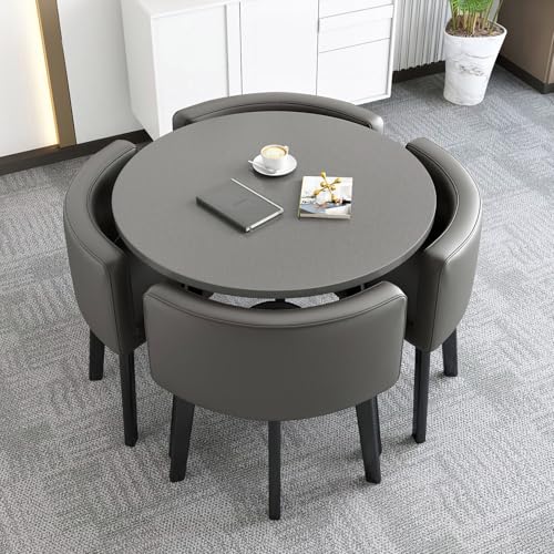 Juego de mesa y silla de oficina para 4 personas, tamaño pequeño, redondo, cuadrado, de madera, para conferencias y comedor, para reuniones de negocios, negociación, uso en la cocina