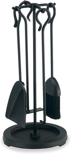Pilgrim Home and Hearth 18019 - Juego de herramientas compactas para chimenea, 18 pulgadas de alto/13 libras, negro mate