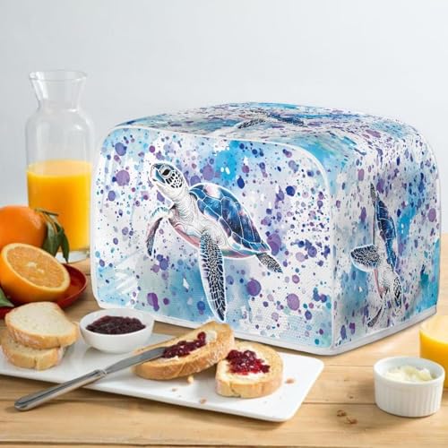 Image of Talayituse Turtle Paint Splatter Print Toaster Cover 2 Slice Wide Slot, Lightweight Bread Maker Cover Dust Protection Washable Appliance Bag, S