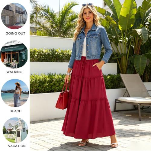 Image of POPYOUNG Women's Dress Fall Outfits Casual Midi Sundress