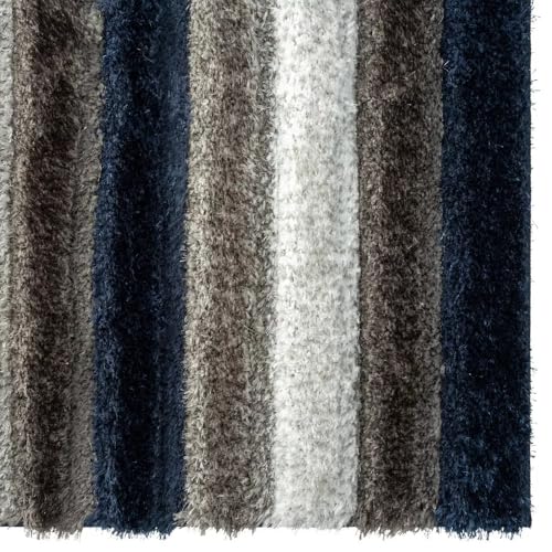 Image of Super Soft Floor Area Rug 6 x 8 Feet Soft Smooth Thick Non-Slip Fluffy Shaggy Carpet for Bedroom, Drawing, Kids Room, Office with Upto 2 Inch Microfiber High Pile (Blue White B)
