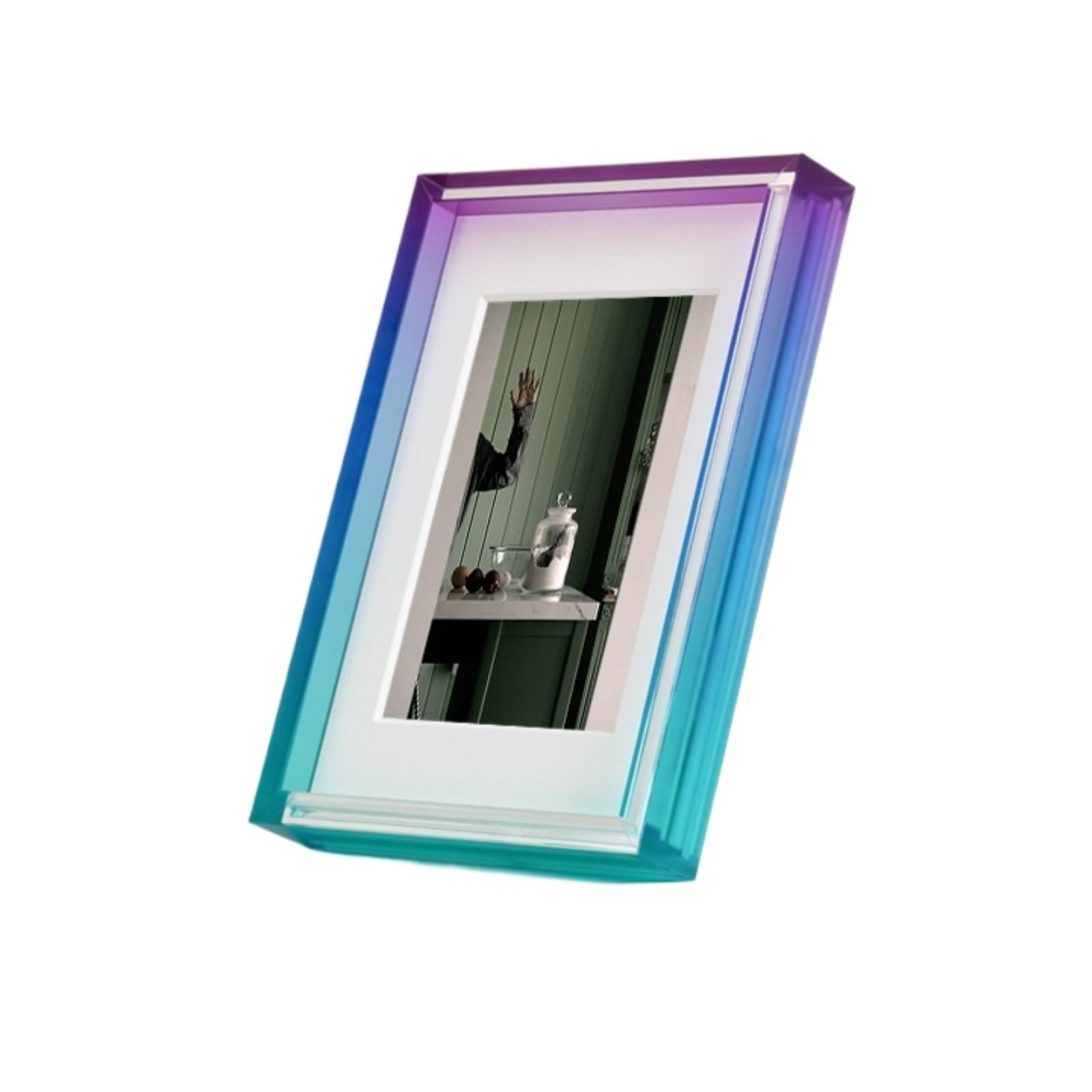 Photo Picture Display Frame 2 Pieces Gradient Acrylic Photo Frame Photography Picture Display Stand Living Room Decoration(Purple-green,8inch)