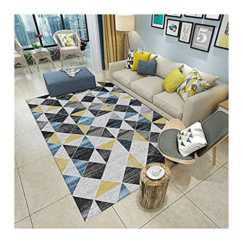 Siunwdiy Gelber blau Grauer Matter Teppich, geometrische abstrakte...