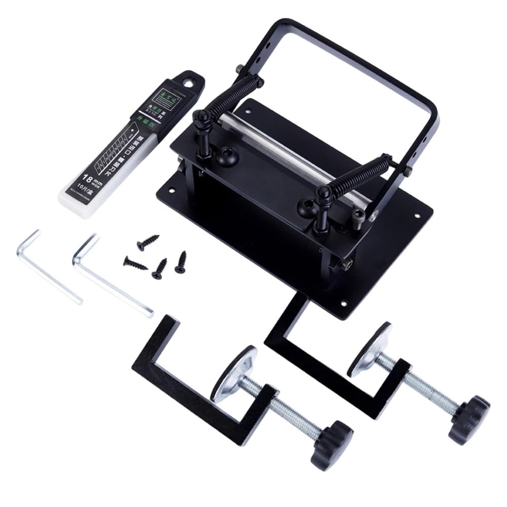 Jnchdghwa Black Leather Skiver Machine, Manual Skiving For Leathercraft With G-Clip 10 X Blade, Diy Leather Thinning Tool