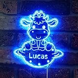 ADVPRO Señal LED RGB Dynamic Glam personalizada con nombre de vaca –...