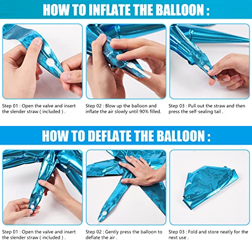 Image of PartyWoo Light Blue Star Foil Balloons 6pcs Different Sizes Pack of 27 22 Inch Large Explosion Spike Mylar Balloons for Gender Reveal Graduation Bachelorette Birthday Baby Shower Party Decorations