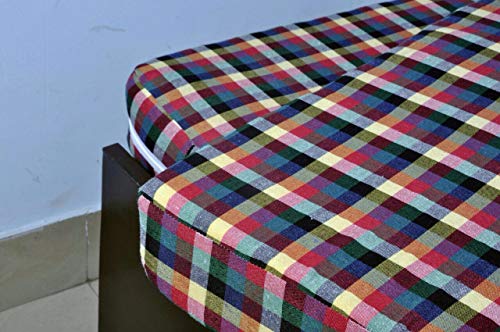 Image of Cotton Mattress Cover with Zip for Single Bed. (72 X 30 X 8)