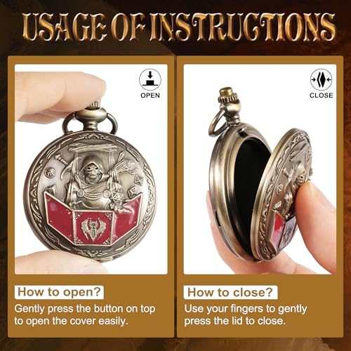 Image of Kabinka D&D Dice Set with Pocket Watch Shell, 7-Piece Polyhedral Set, Perfect for Dungeons and Dragons, Role Playing Dice Accessory (DM, Bronze)