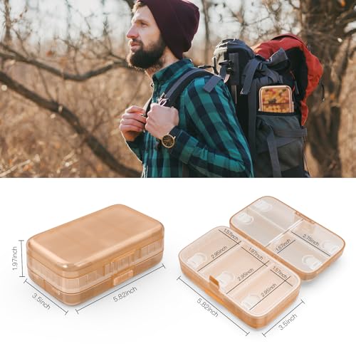 Image of FYY Weekly Pill Organizer with Labels,8 Compartments Travel Daily Pill Case Airtight Moistureproof Large Pill Box to Hold Vitamins, Fish Oil, Supplements,Cotton Swab and Bandages-Brown