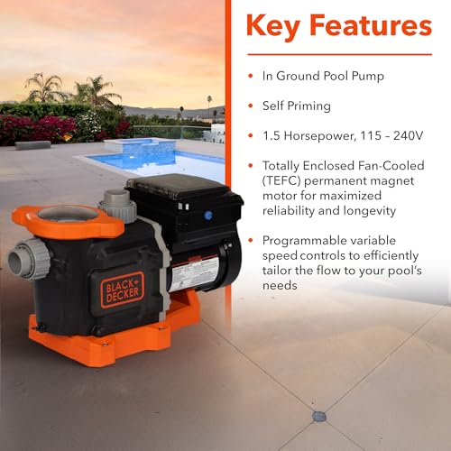 Image of BLACK+DECKER 1.5 HP Variable Speed In Ground Pool Pump - WiFi Enabled, Energy Star Certified, Dual Voltage (115V /230V)