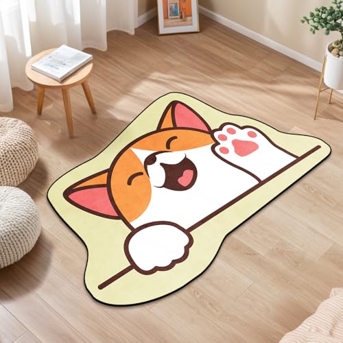 Lacut Cute Dog Area Rug for Bedroom, Non Slip Entrance Rugs Washable Floor Mat with Dog Design, Soft Velvet Pet Mat for Bathroom Bedroom Gift for Pet Owner(Corgi Dog, 3' x 5')