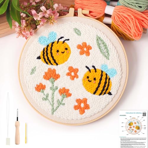 Image of REEWISLY Punch Needle Embroidery Kit, Embroidery Hoop, Essential Punch Needle Supplies,Ideal Punch Art for Beginners,DIY Adults Embroidery, Video Teaching (65232)