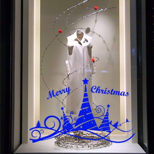Décoration murale sapin de Noël orange 97 cm pour illuminer vos vitres de fête