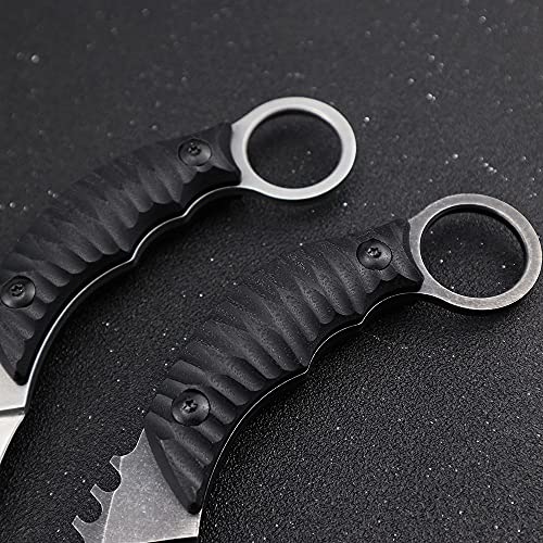 Ccanku C1690 Fixed Blade Knife D2 Steel G10 Handle 6.5 Inches Compact And Lightweight Knives Outdoor Hunting Knife, Survival, Camping Edc Tools, Kydex Sheaths(Black) #TOP3