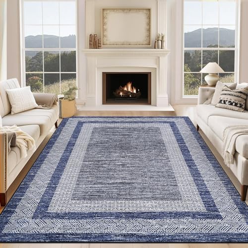 Tapete Pasillo Borde Moderno 2x6 Azul GarveeHome miniatura 2