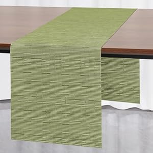 Myir JUN Tischläufer Tischläufer Modern Abwaschbar Outdoor Hitzebeständig PVC für Häuser Esszimmer Restaurants Hotels Party Tischdeko Dekoration 40 x 140 cm (Grün)