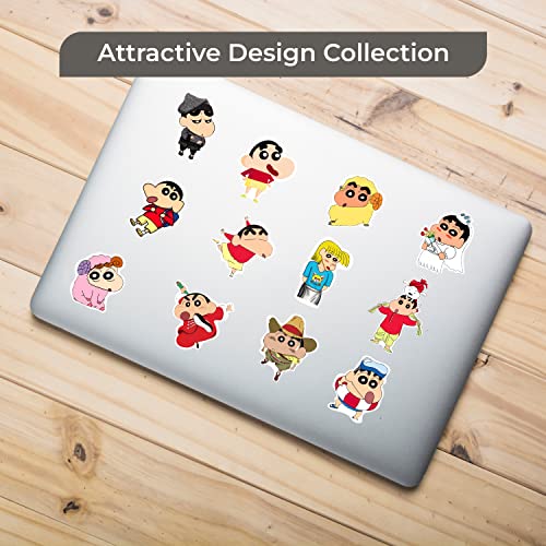 Image of FlyBuyHub Shinchan Aesthetic Vinyl Journal Stickers for Phone Case, Laptop, Notebook, Dairy, Water Bottle, School Bag, Etc Self-Adhesive Stickers Set of 50 Glossy and Waterproof Stickers (Shainchan)