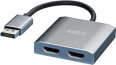WJESOG Displayport to Dual HDMI Splitter Dual 4K@60Hz Resolution,DP to 2 HDMI Hub Multi Stream Transport for Windows and Mac System