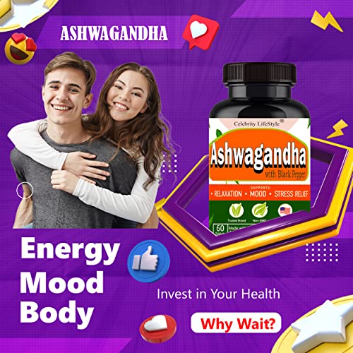 Ashwagandha Tablets 1300Mg Made With Organic Ashwagandha Extract Root Powder & Black Pepper Extract - 60 Ashwagandha Pills 100% Pure Ashwagandha Supplement Pill For Health Support #TOP2