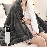 Electric Heated Blanket Single 130×160cm – Soft Flannel & Cotton Fleece, 9 Heat Levels, 1–9H Auto-Off Timer, Overheat Protection, Machine Washable, Ideal for Sofa, Bed, or Office Use, Dark Grey - Image 1