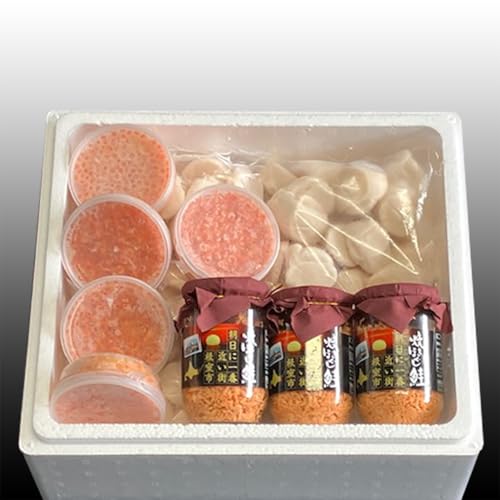 [北海道根室市] [年内配送品(12/21決済分まで)] ほたて貝柱500g×5P、いくら醤油漬け100g×5P、鮭フレーク150g×3瓶 E-70004[配送月(年明け含む)の指定は不可]